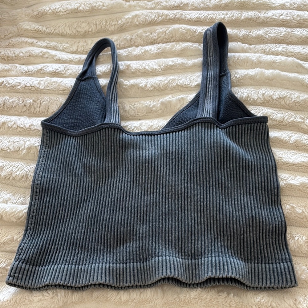 Gray Ribbed Women's Tank Top - Picture 2 of 3